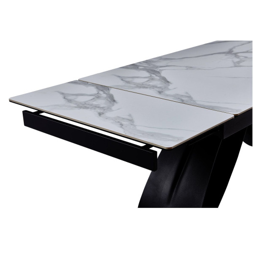 Стол обеденный Кения 160(240)х90х76/Металл Черный/Керамика Bentley white фото в интернет-магазине BestWood