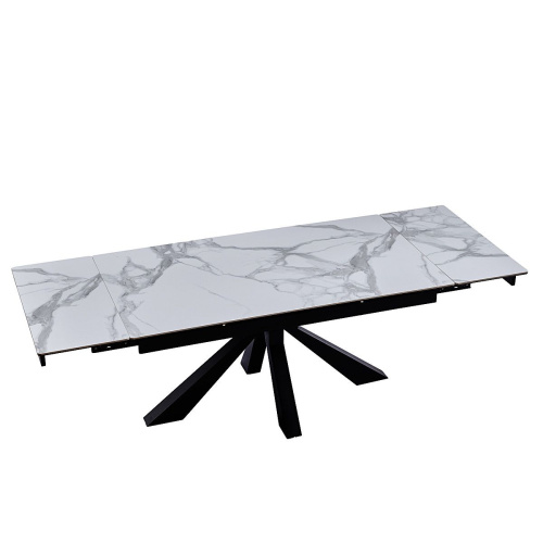 Стол обеденный Сиена 160(240)х90х76/Металл Черный/Керамика Bentley white фото в интернет-магазине BestWood