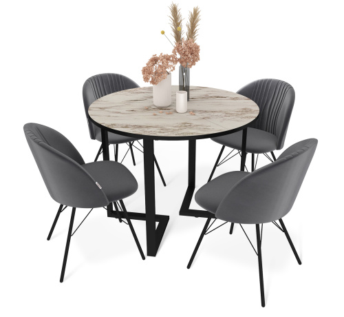 Обеденная группа 100(140)х100х76 Браун/Серый фото в интернет-магазине BestWood