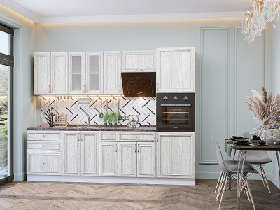 Кухонный гарнитур Шале-02  270х60х214/White Dreamline фото в интернет-магазине BestWood