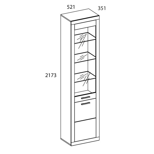 Шкаф-витрина 1D1V 52,1х35,1х217,3/Дуб Санремо фото в интернет-магазине BestWood