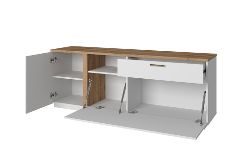 Тумба TV 2D1SN 170,2х40,2х63,4 Белый/Дуб Наварра фото в интернет-магазине BestWood