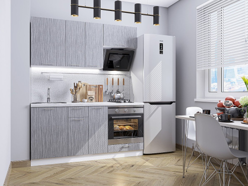 Кухонный гарнитур Валерия-М-06  170х60х214/Серый металлик дождь светлый фото в интернет-магазине BestWood