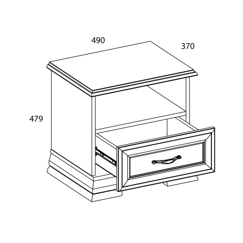 Тумба прикроватная 1S 49х37х47,9/Вудлайн кремовый фото в интернет-магазине BestWood