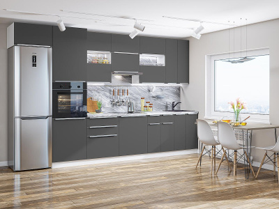 Кухонный гарнитур Фьюжн-01  360х60х234/Stormy Silk фото в интернет-магазине BestWood