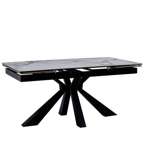 Стол обеденный Сиена 160(240)х90х76/Металл Черный/Керамика Bentley white фото в интернет-магазине BestWood