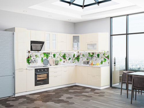 Кухонный гарнитур Валерия-М-05  320/180х60х214/Бежевый металлик фото в интернет-магазине BestWood