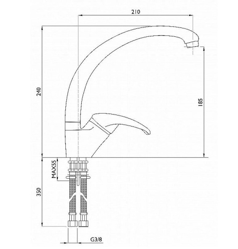 Смеситель для кухни 210/240 1Р /Серый фото в интернет-магазине BestWood