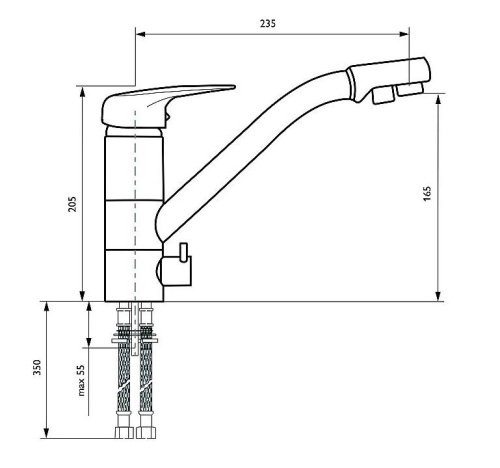 Смеситель для кухни 205/235 2Р /Матовый Белый фото в интернет-магазине BestWood