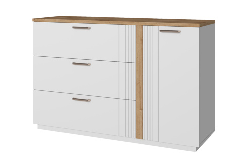 Тумба 1D3S 129,5х40,2х84,1 Белый/Дуб Наварра фото в интернет-магазине BestWood