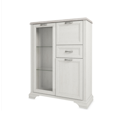 Шкаф с витриной 1V2D1S 104,4х37,9х131,8 Сосна винтаж/Дуб анкора фото в интернет-магазине BestWood