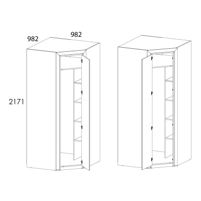 Шкаф угловой с полками 97х97 98х98х217 Вудлайн кремовый/Дуб анкора фото в интернет-магазине BestWood
