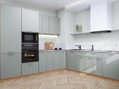 Кухонный гарнитур Квадро-02 240/215х60х214/Аквамарин фото в интернет-магазине BestWood