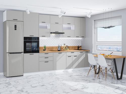 Кухонный гарнитур Фрейм-04  360х60х234/Grey Silk фото в интернет-магазине BestWood