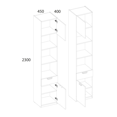 Шкаф открытый 2D1S 45 45х40х230 Персидский жемчуг/Ирл.ликер фото в интернет-магазине BestWood