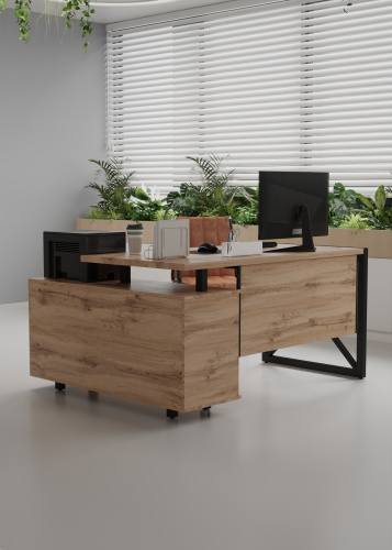 Стол письменный 150х120х76 /Дуб вотан фото в интернет-магазине BestWood