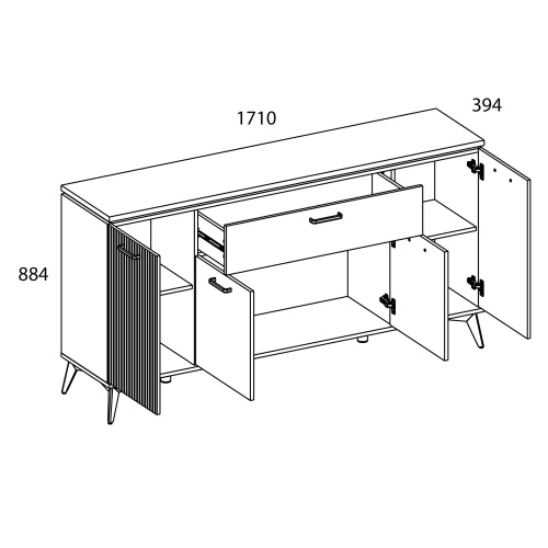 Тумба 4D1S 171х39,4х88,4 Персидский жемчуг/Амарок фото в интернет-магазине BestWood