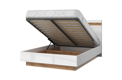 Кровать 140 с ПМ 145,6х205,1х110 Белый/Дуб вотан фото в интернет-магазине BestWood