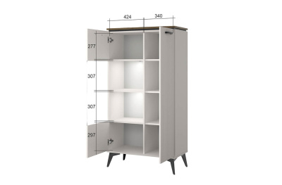 Шкаф с витриной 1V1DP 81,4х39,4х146,2 Персидский жемчуг/Амарок фото в интернет-магазине BestWood