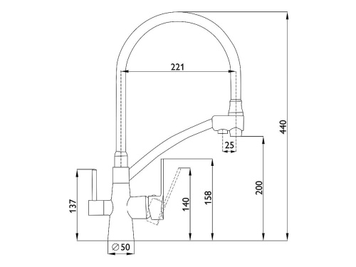 Смеситель для кухни 440/221 2Р /Серый сатин фото в интернет-магазине BestWood