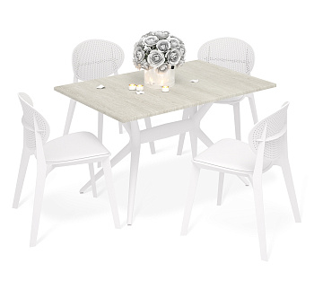 Обеденная группа Онтарио,белый,224х189х73см.