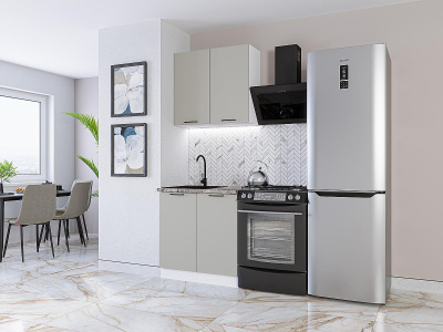 Кухонный гарнитур Флэт-03  80х60х214/Light Grey In 2S фото в интернет-магазине BestWood