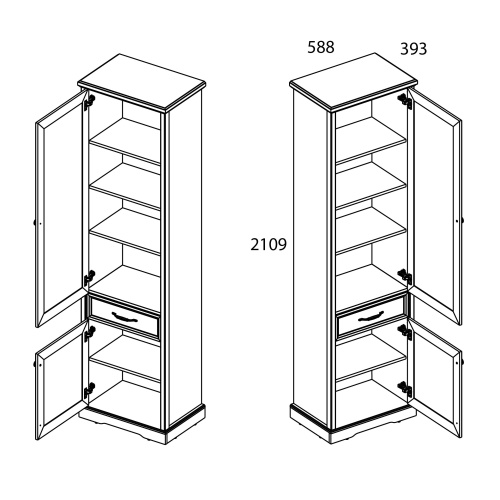Шкаф 2D1S 58,8х39,3х210,9 Персидский жемчуг/Каньон фото в интернет-магазине BestWood