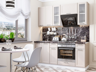 Кухонный гарнитур Барселона-01  180х60х214/Кашемир фото в интернет-магазине BestWood