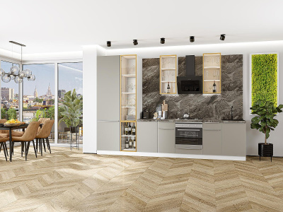 Кухонный гарнитур Фьюжн-08  340х60х234/Silky Grey фото в интернет-магазине BestWood