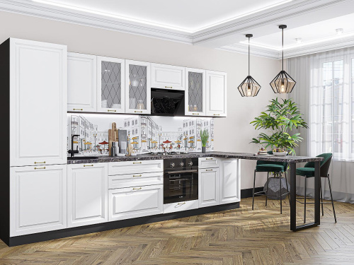 Кухонный гарнитур Ницца-02  330х60х214/Белый фото в интернет-магазине BestWood