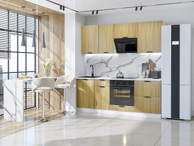 Кухонный гарнитур Евро Лайн-02  200х60х214/Дуб песочный фото в интернет-магазине BestWood