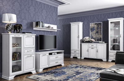 Шкаф с витриной 1V2S 69х39,9х212,1/Вудлайн кремовый фото в интернет-магазине BestWood