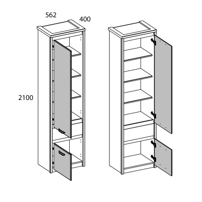Шкаф 2D1S 56,2х40х210 /Каштан найроби/Оникс фото в интернет-магазине BestWood