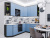 Кухонный гарнитур Фьюжн-04  220/180х60х234/Silky Blue фото в интернет-магазине BestWood