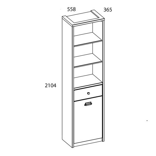 Шкаф открытый 1D1S 55,8х36,5х210,4 Дуб мадура/Веллингтон фото в интернет-магазине BestWood