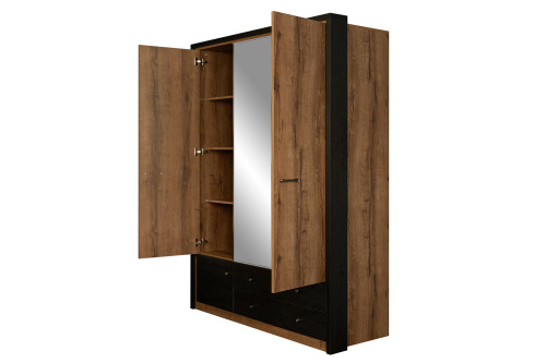 Шкаф 3DG2S Z 160,4х60х213,4 Дуб монастырский/Черный фото в интернет-магазине BestWood