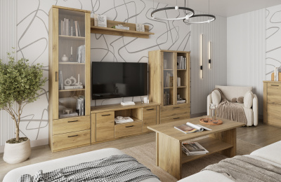 Шкаф с витриной 1V2S 55,2х41х210,4/Дуб Наварра фото в интернет-магазине BestWood