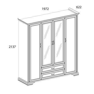 Шкаф 4D2S Z 197,2х61,9х213,7/Сосна винтаж фото в интернет-магазине BestWood