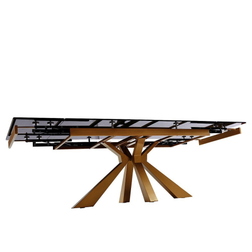 Стол обеденный Сиена 160(240)х90х76/Металл Шампань/Керамика Vic Dark grey фото в интернет-магазине BestWood