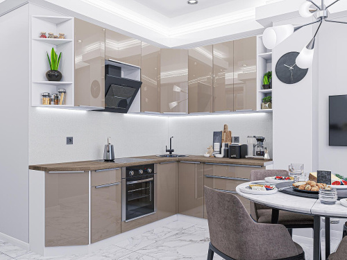 Кухонный гарнитур Фьюжн-04  220/180х60х234/Gallant фото в интернет-магазине BestWood