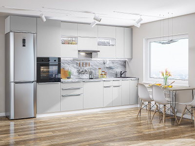 Кухонный гарнитур Фьюжн-01  360х60х234/Silky Light Grey фото в интернет-магазине BestWood