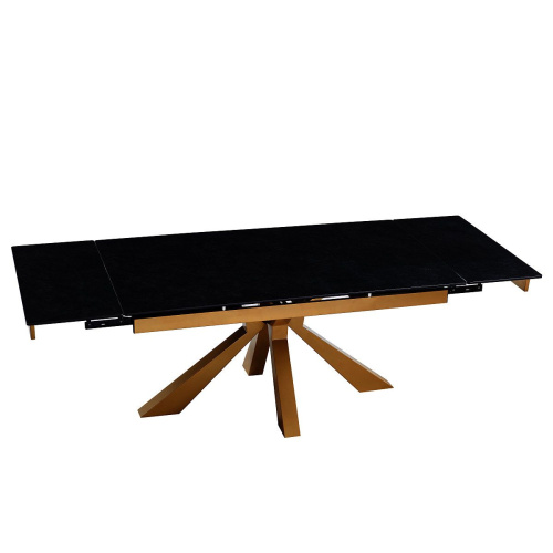 Стол обеденный Сиена 160(240)х90х76/Металл Шампань/Керамика Vic Dark grey фото в интернет-магазине BestWood