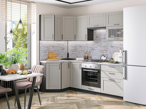 Кухонный гарнтитур Лофт-03 Grey Silk 120/220х60х214/Grey Silk фото в интернет-магазине BestWood