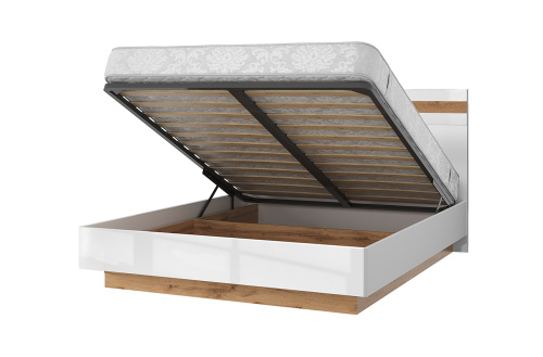 Кровать 160 с ПМ 165,6х205,1х110 Белый/Дуб вотан фото в интернет-магазине BestWood