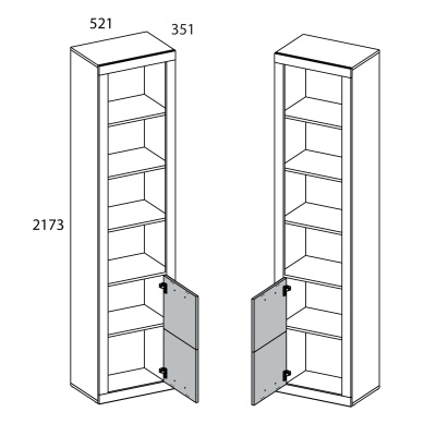 Шкаф открытый 1D 52,1х35,1х217,3/Дуб Санремо фото в интернет-магазине BestWood