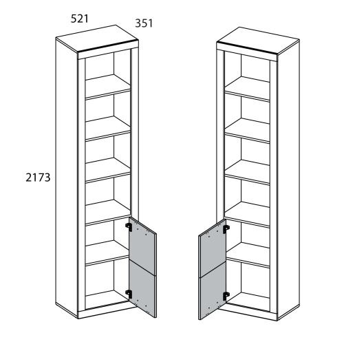 Шкаф открытый 1D 52,1х35,1х217,3/Дуб Санремо фото в интернет-магазине BestWood