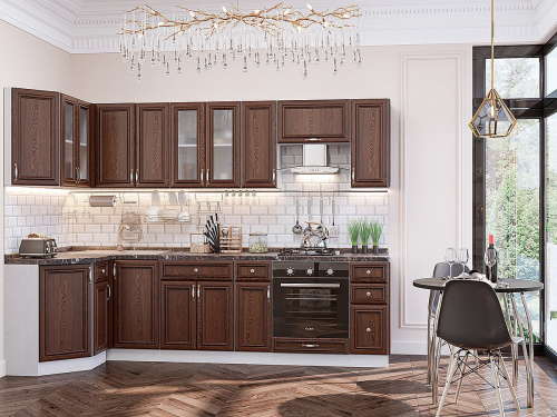 Кухонный гарнитур Шале-03  130/280х60х214/Brown Dreamline фото в интернет-магазине BestWood