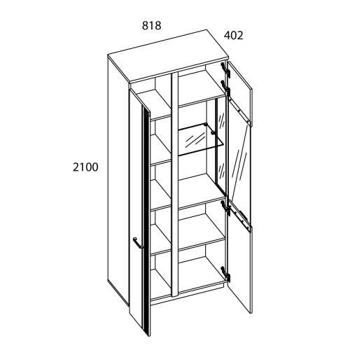 Шкаф с витриной 1V1D L 81,8х40,2х210 Белый/Дуб Наварра фото в интернет-магазине BestWood