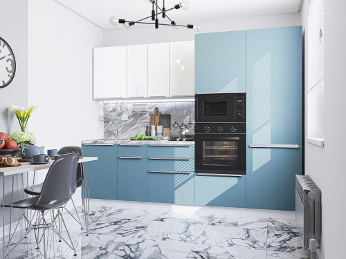 Кухонный гарнитур Фьюжн-07  270х60х214/Angel/Silky Blue фото в интернет-магазине BestWood