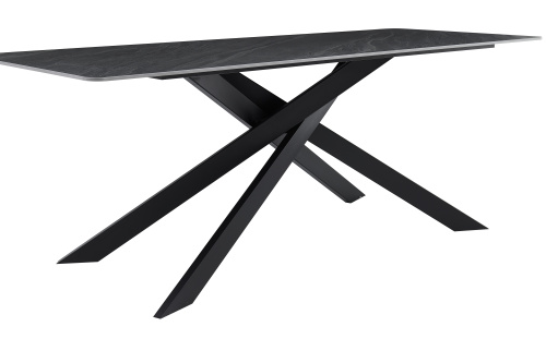 Стол обеденный Мерлин 200х80х76/Металл Черный/Керамика Austrilia sand black фото в интернет-магазине BestWood